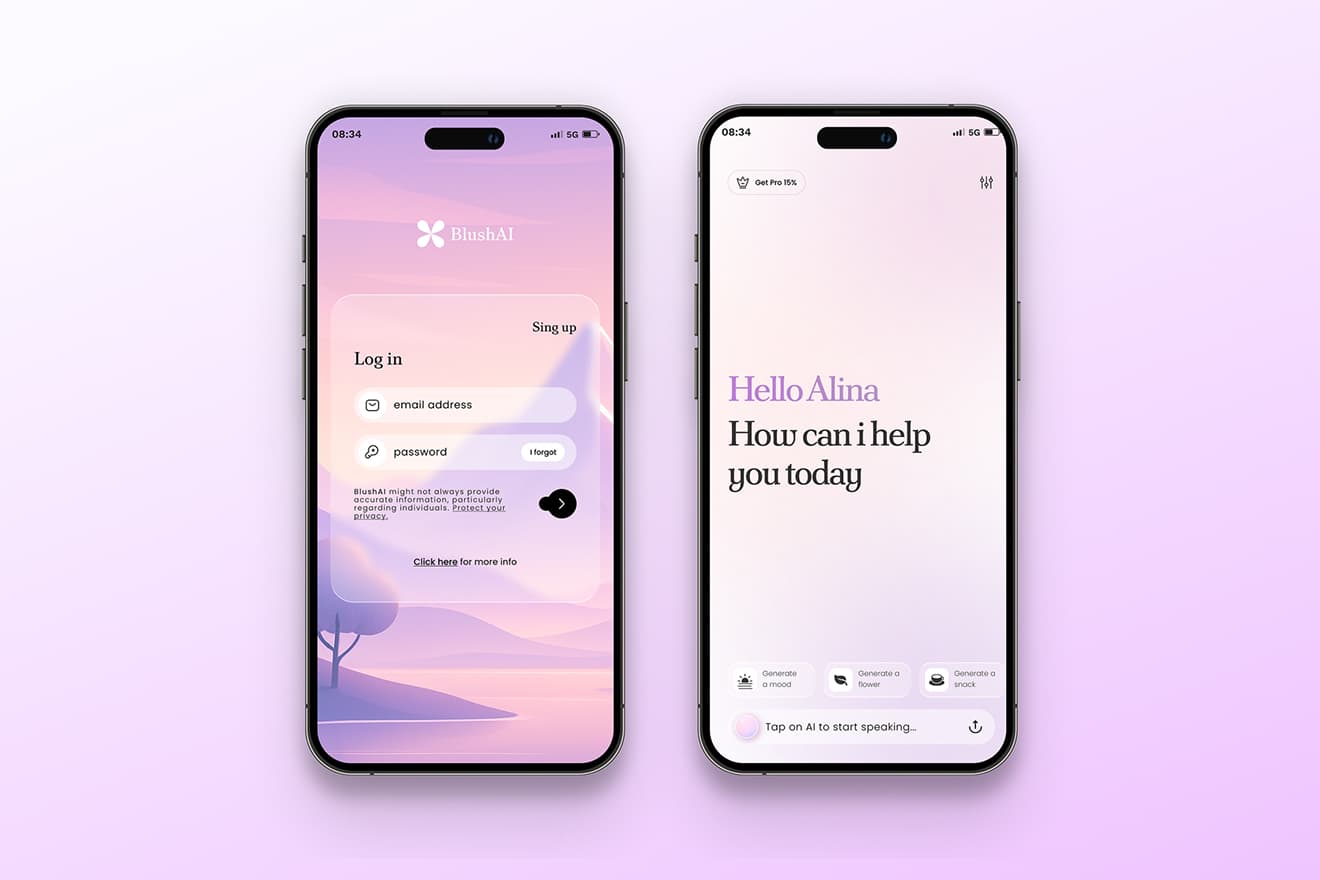 BlushAI app interface