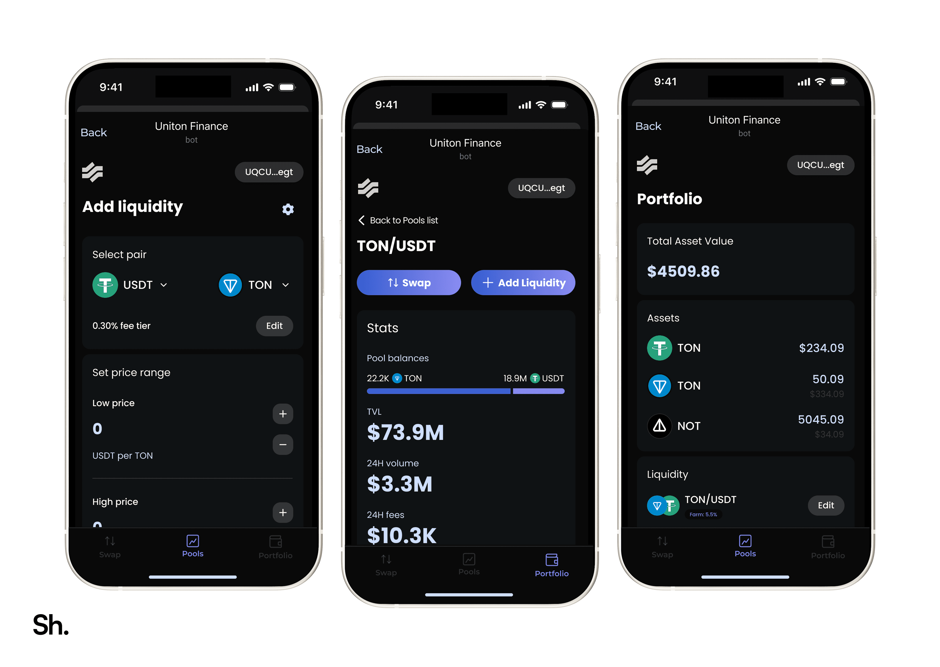 Uniton mobile app screens